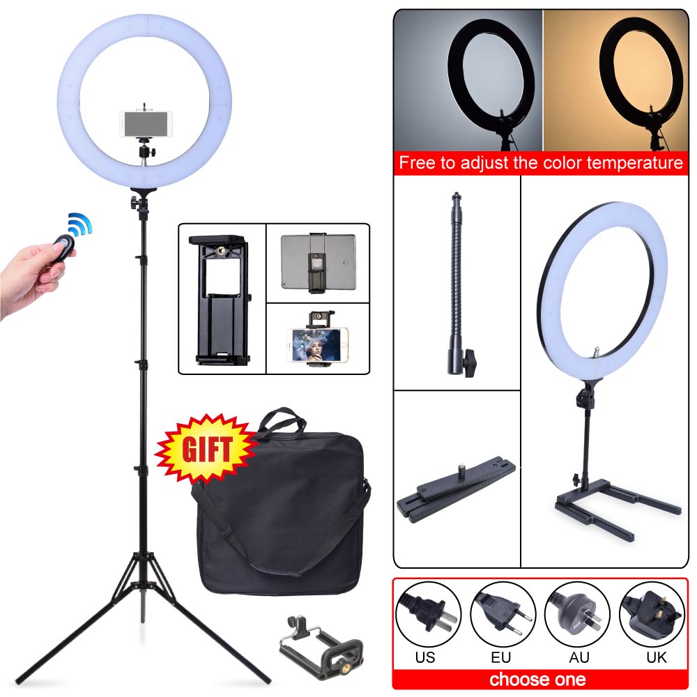 Studio 80W 18" 48cm 2700K~5500K LED Dimmable Ring Light + Camera Phone Holder Tripod